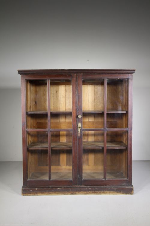 Original Painted Pine 19th Century Antique Glazed Cupboard