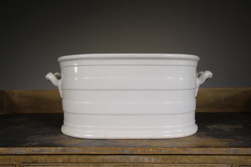 
Large 19th Century English Antique Creamware Banded Footbath