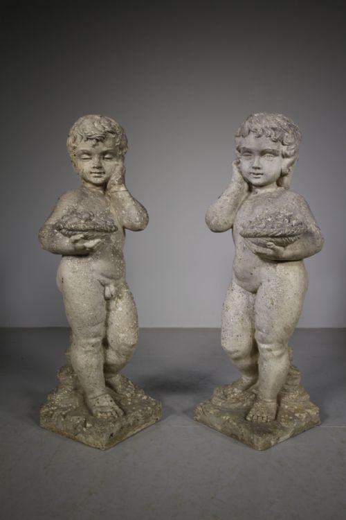 Pair of Large English 1930’S Stone Garden Figures