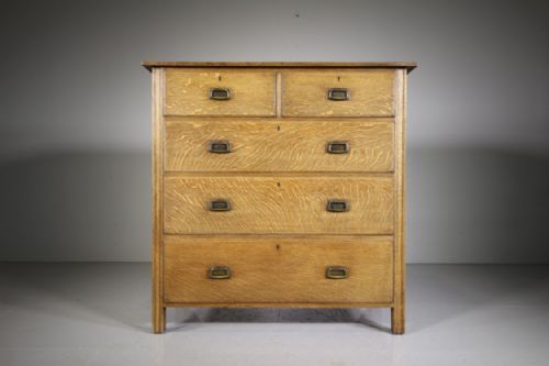 Edwardian Antique Heals of London Oak Chest of Drawers
