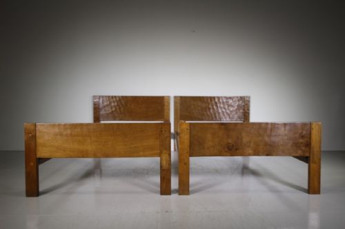 Early Pair of Mouseman 1930'S Oak Large Single Beds