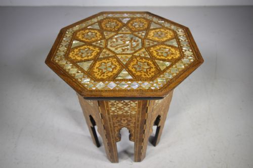 19th Century Moorish Antique Inlaid Side Table with Secret Compartment