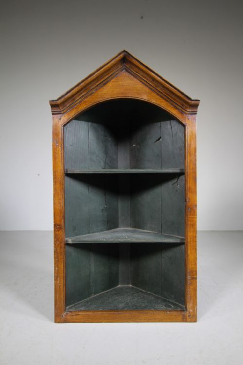 English 19th Century Antique Oak Wall Cupboard with Original Paint