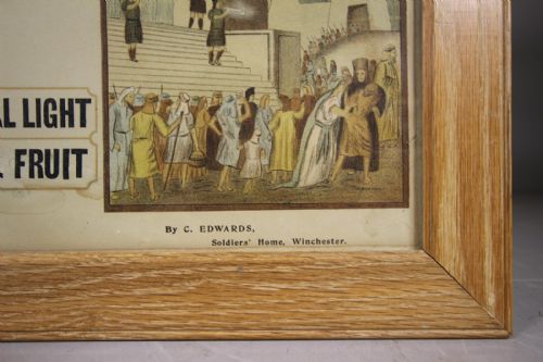 RARE FRAMED 19TH CENTURY ANTIQUE PAPER SIGN THE CHRISTIANS CLOCK OF TIME - ADDITIONAL PHOTO 4
