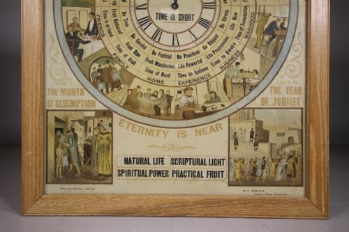RARE FRAMED 19TH CENTURY ANTIQUE PAPER SIGN THE CHRISTIANS CLOCK OF TIME - ADDITIONAL PHOTO 6