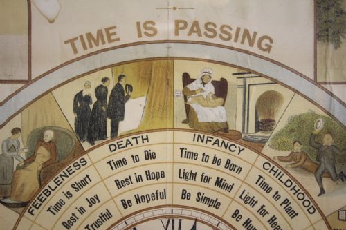 RARE FRAMED 19TH CENTURY ANTIQUE PAPER SIGN THE CHRISTIANS CLOCK OF TIME - ADDITIONAL PHOTO 7