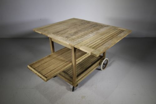 
English Edwardian Teak Antique Garden Trolley
