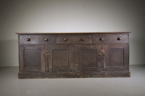 Large English Early 19th Century Antique Original Painted Pine Dresser