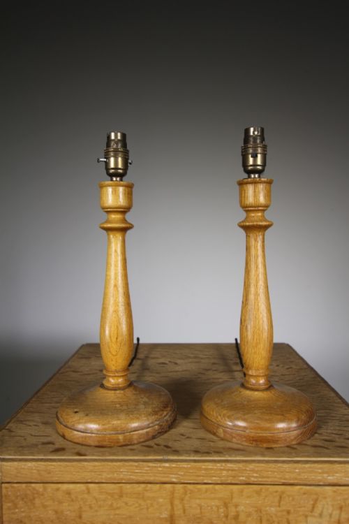 Pair of Heals Edwardian Antique Oak Table Lamps – Magdalen College