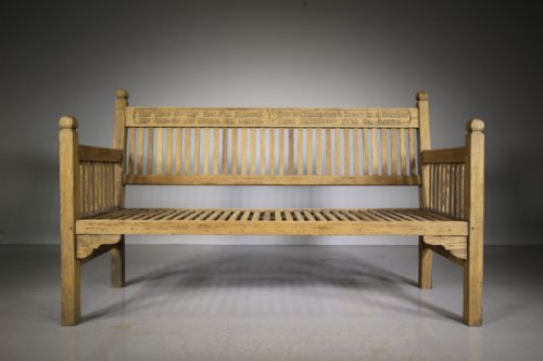 Rare Heals Edwardian Antique Poem Garden Bench Seat