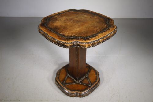 

Decorative 1920’S Original Leather Upholstered Side Table