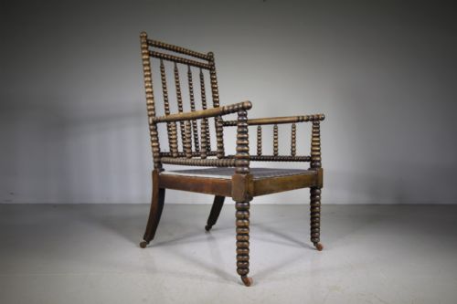 Ample English 19th Century Antique Bobbin Armchair