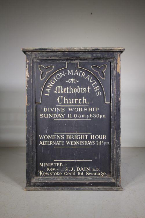 19th Century Painted Pine Antique Chapel Sign