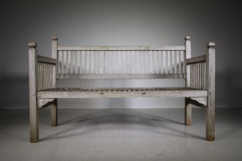 Heals of London Edwardian Antique Teak Garden Bench Seat