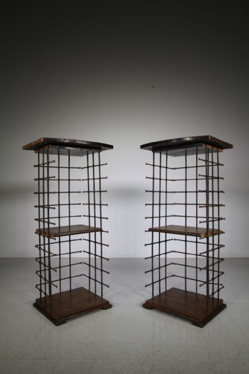 Antique York Minster Iron Grill Side Cabinets
