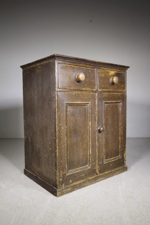 Georgian Original Painted Pine Antique English Cupboard