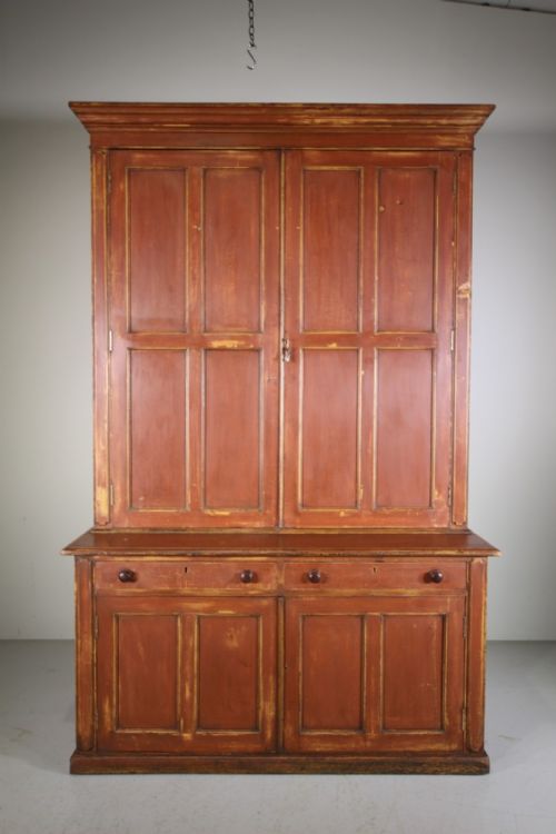Large English 19th Century Antique Original Painted Pine Railway Bookcase