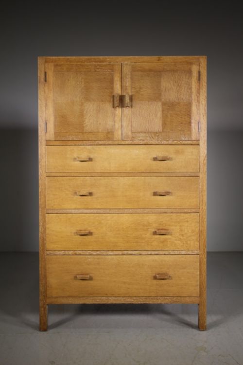 Large Heals 1920’S Oak Russett Range Tallboy Cupboard