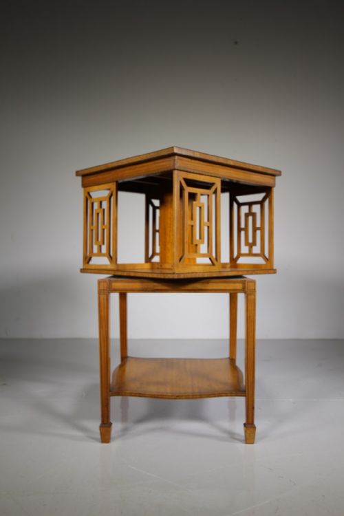 Quality English 19th Century Antique Satinwood Revolving Bookcase