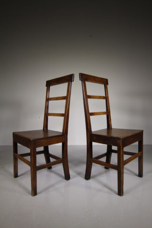 
Pair of 18th Century Antique Period Oak Back Chairs
