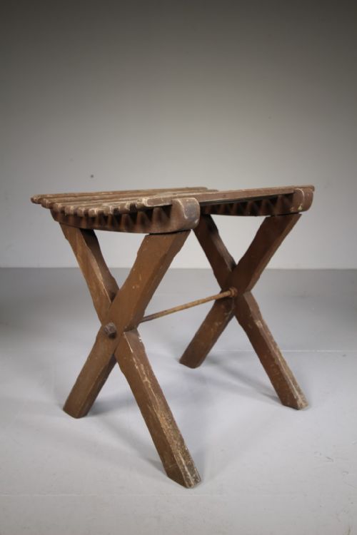 English Edwardian Antique Teak Locker Room Stool