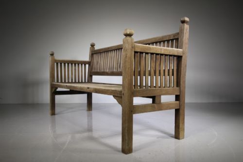 Large Heals Edwardian Antique Teak Garden Bench