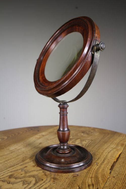 Large English 18th Century Antique Mahogany Magnifying Glass