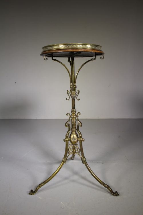 English Gothic Quality Antique Brass Lamp Table