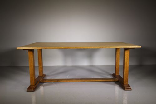 Large English Edwardian Antique Oak Refectory Dining Table