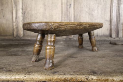 English Long 18th Century Antique Thick Slab Top Stool