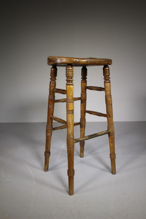 Tall English 19th Century Antique Clerks / Bar Stool
