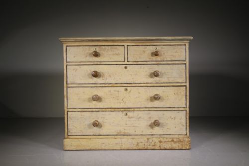 19th Century Original Painted Pine Antique Chest of Drawers