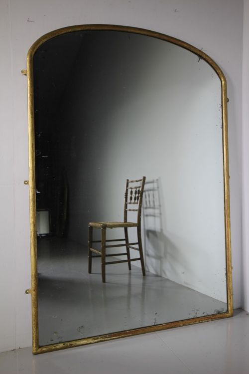 Large English 19th Century Antique Arch Gilt Mirror