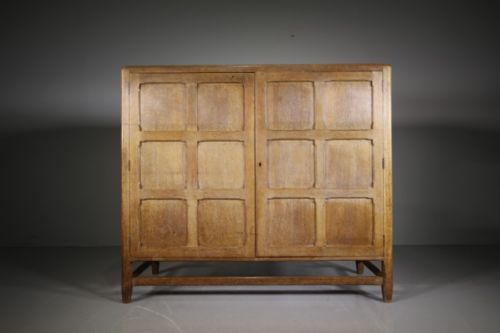 English Antique 19th Century Panelled Oak Cupboard