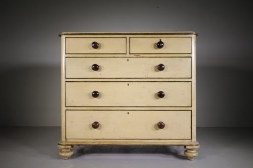 English Large Original Painted Pine Antique Chest of Drawers