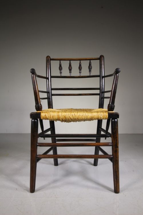 A True 19th Century Antique Sussex Chair by William Morris