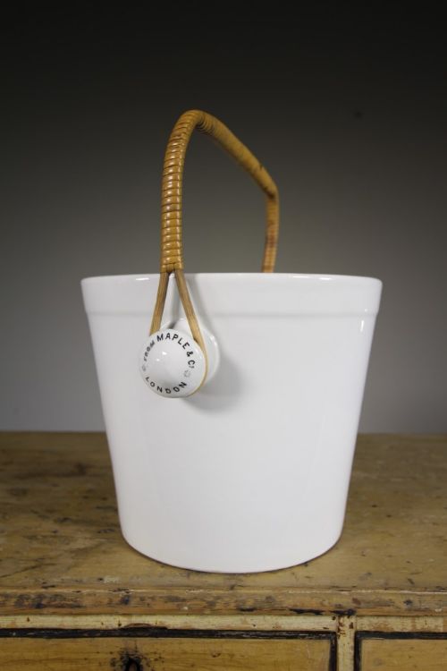 Large English Antique Maple & Co Creamware Pail