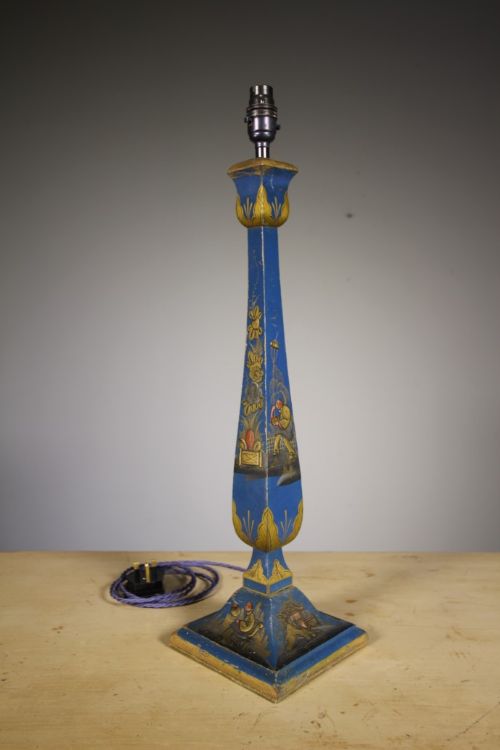 
Beautiful Edwardian Antique Blue Chinoiserie Table Lamp