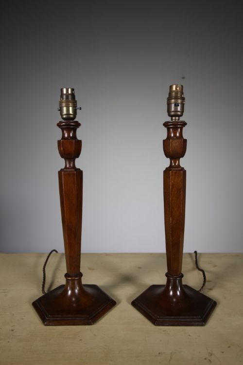 
Pair of Heals Antique Walnut Table Lamps
