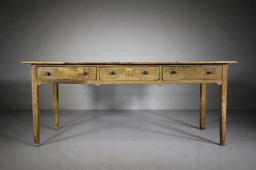 English 18th Century Original Painted Pine Antique Serving Table