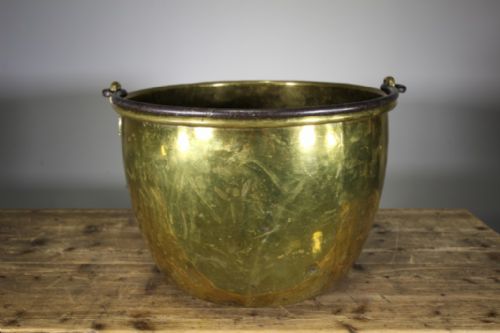 Amazing Wensleydale Very Large Antique Brass Cheese Kettle – Log Bin