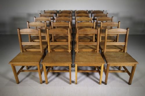 Set of Twenty 1930’S English Oak Dining Chairs