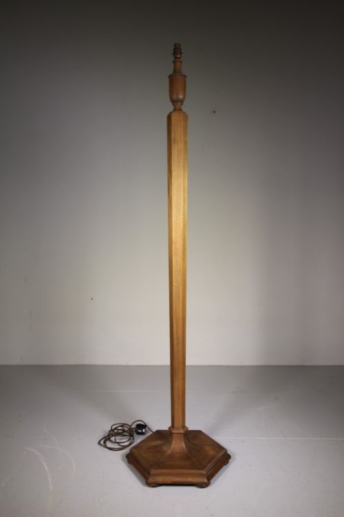 Heals Edwardian Antique Floor Lamp in Pale Walnut – Rewired