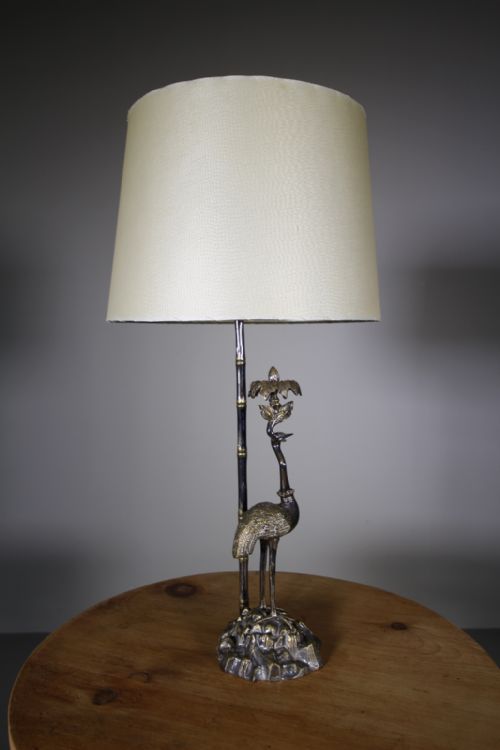 1930’S Quality Silver Plated Emu Table Lamp – Rewired
