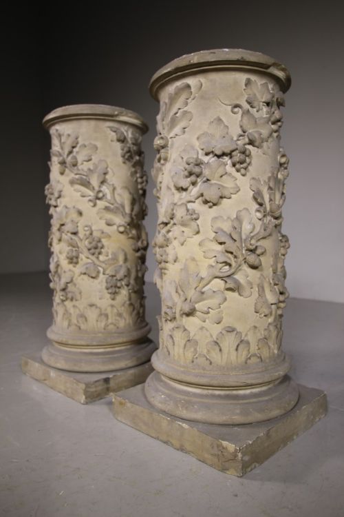 
Fabulous Pair of Early 19th Century Antique Carved Stone Columns