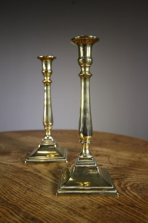 
Pair of Early 19th Century Antique Brass Candlesticks