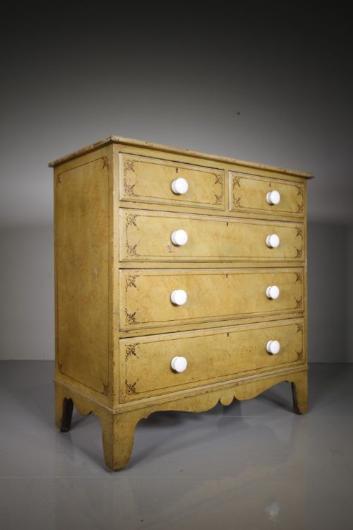 Fabulous Regency Original Painted Pine Antique Chest of Drawers