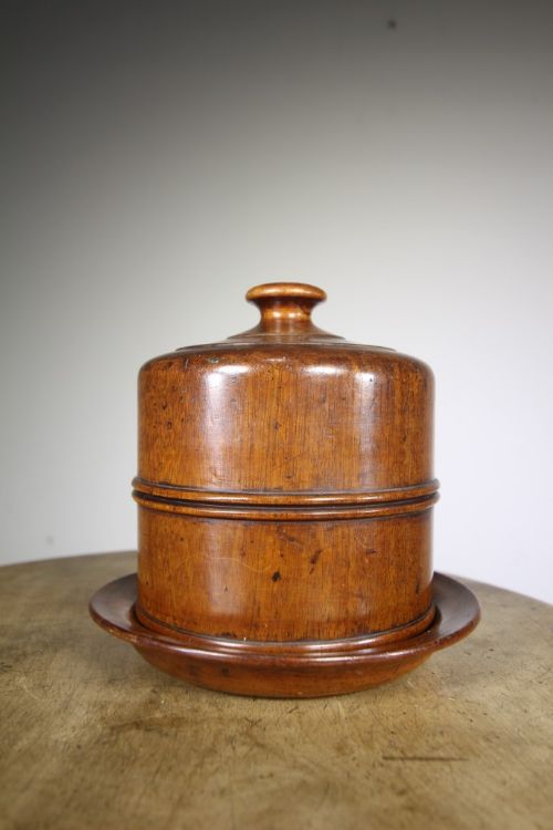Fabulous English 19th Century Antique Treen Cheese Cover & Plate

