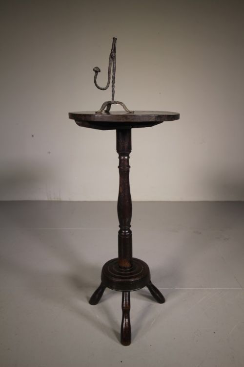 English Georgian Period Oak Antique Candle Stand