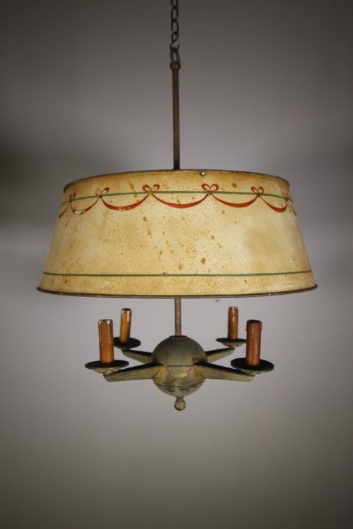 Edwardian Antique Toleware Chandelier in Original Paint